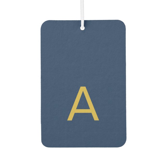 Gold & Blau Farbiges Monogramm Professioneller Anf Autolufterfrischer (Vorderseite)
