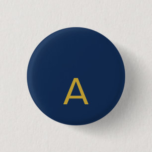 Gold & Blau Farbiges Monogramm Professioneller Anf Button