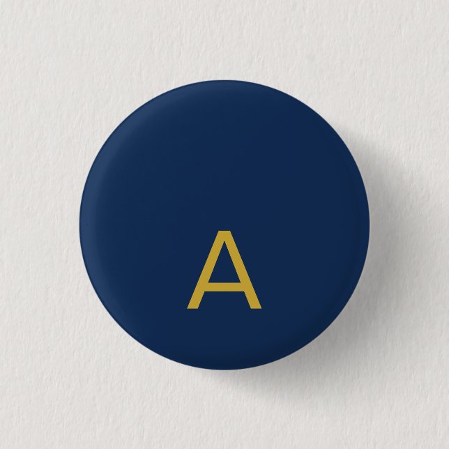 Gold & Blau Farbiges Monogramm Professioneller Anf Button (Vorderseite)
