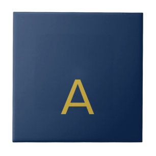 Gold & Blau Farbiges Monogramm Professioneller Anf Fliese