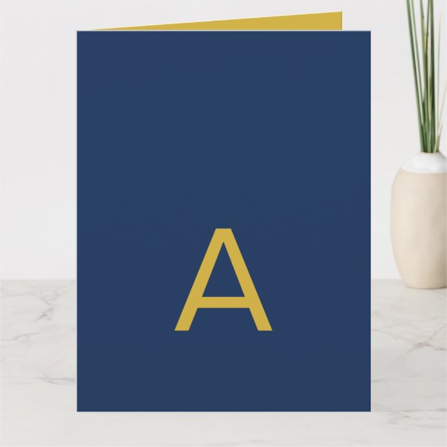 Gold & Blau Farbiges Monogramm Professioneller Anf Karte (Vorderseite)