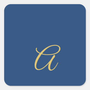 Gold & Blau Farbiges Monogramm Professioneller Anf Quadratischer Aufkleber