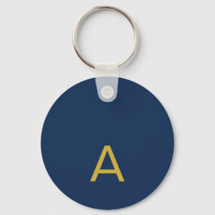 Gold & Blau Farbiges Monogramm Professioneller Anf Schlüsselanhänger