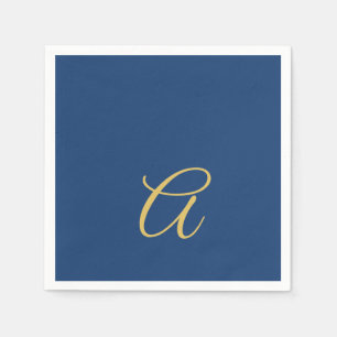Gold & Blau Farbiges Monogramm Professioneller Anf Serviette