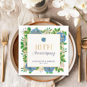 Gold Blau Hortensie 10. Hochzeitstag Jubiläum Serviette