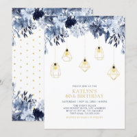Gold & Blau | Lichter, Blütenerwachsener Geburtsta