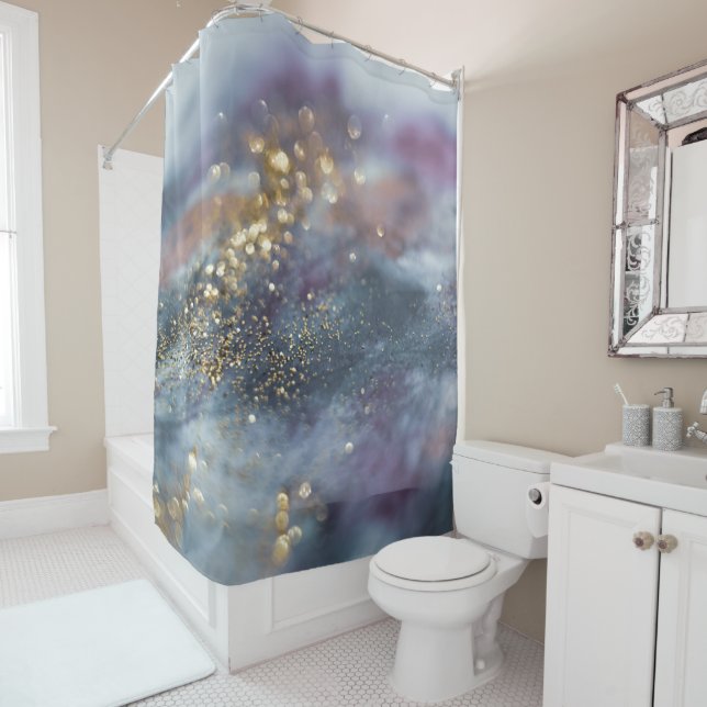 Gold Blau Lila Glitter Glam 1 Duschvorhang (Beispiel)