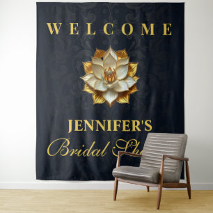 Gold Blau Lotus Junggesellinnenabschied Willkommen Wandteppich
