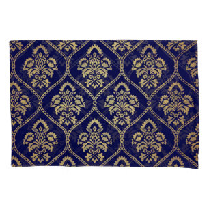Gold & Blau: Luxus Damask Kissenbezug