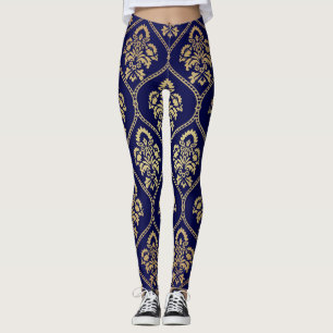 Gold & Blau: Luxus Damask Leggings