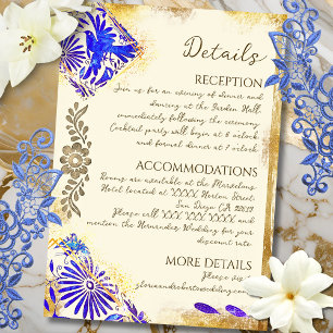 Gold Blau Mexikanische Barock-Kolibri-Hochzeit Enc Begleitkarte