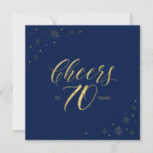 Gold & Blau   Moderne quadratische Einladung zum 7