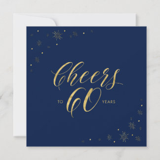 Gold & Blau | Moderner 60. Geburtstagsparty Square Einladung