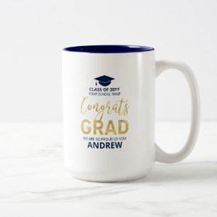 Gold & Blau   Modernes individuelles Geschenk zum  Zweifarbige Tasse