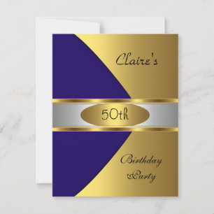Gold Blau Navy Einladung 50. Geburtstagsfeier