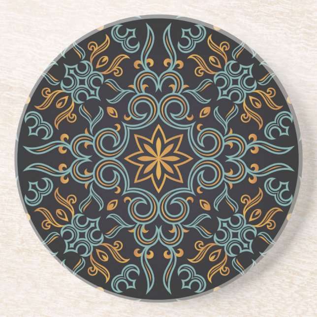 Gold & Blau: Ornamental Vintag Getränkeuntersetzer (Vorne)
