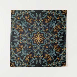 Gold & Blau: Ornamental Vintag Wandteppich