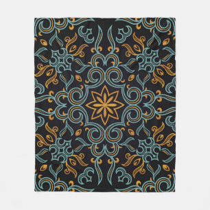 Gold & Blau: Ornamental Vintage Fleecedecke