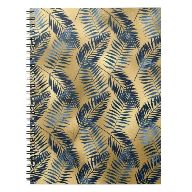 Gold Blau Palmblatt Journal  Notizblock (Vorderseite)