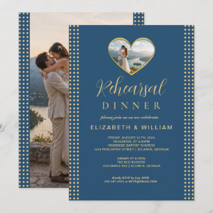 Gold & Blau Punkte personalisierte Hochzeit Einladung