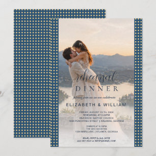 Gold & Blau Punkte personalisierte Hochzeit Einladung
