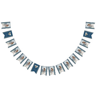 Gold & Blau Punkte personalisierte Hochzeit Wimpelkette