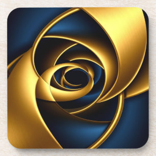 gold blau spiral abstrakt wirbel muster luxus ge getränkeuntersetzer
