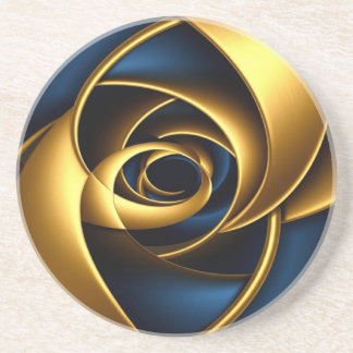 gold blau spiral abstrakt wirbel muster luxus ge getränkeuntersetzer