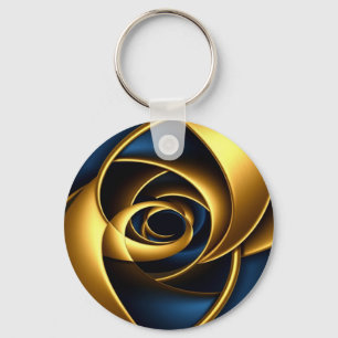 gold blau spiral abstraktes Wirbelmuster Luxus ge Schlüsselanhänger
