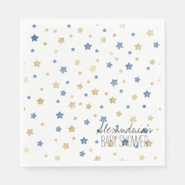 Gold Blau Sternenlicht Sterne Personalisierte Baby Serviette