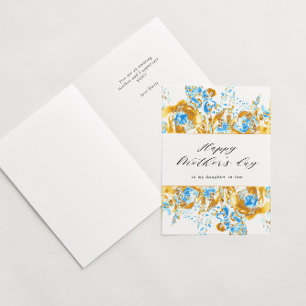 gold-blaue florale Happy-Mother's-Day-Karte Karte