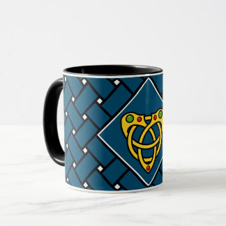 Gold/blaue/schwarze Bänder/Weber, keltischer Herzk Tasse