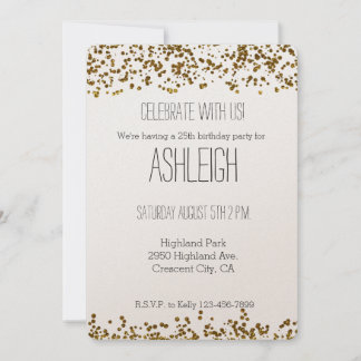 Gold Bling Glitzer Confetti Geburtstag Einladung