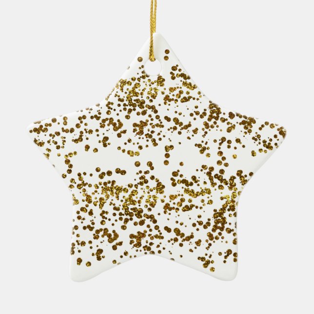 Gold Bling Glitzer Confetti Keramik Ornament (Vorne)