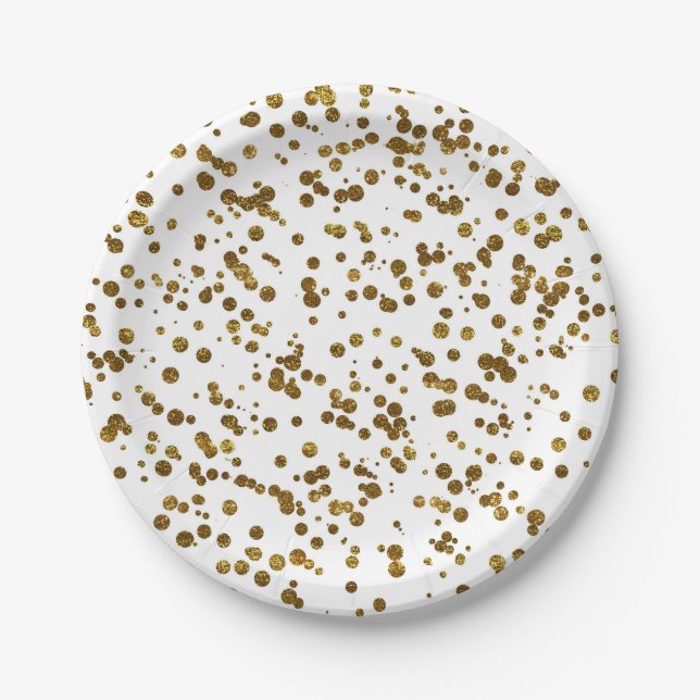 Gold Bling Glitzer Confetti Pappteller (Vorderseite)