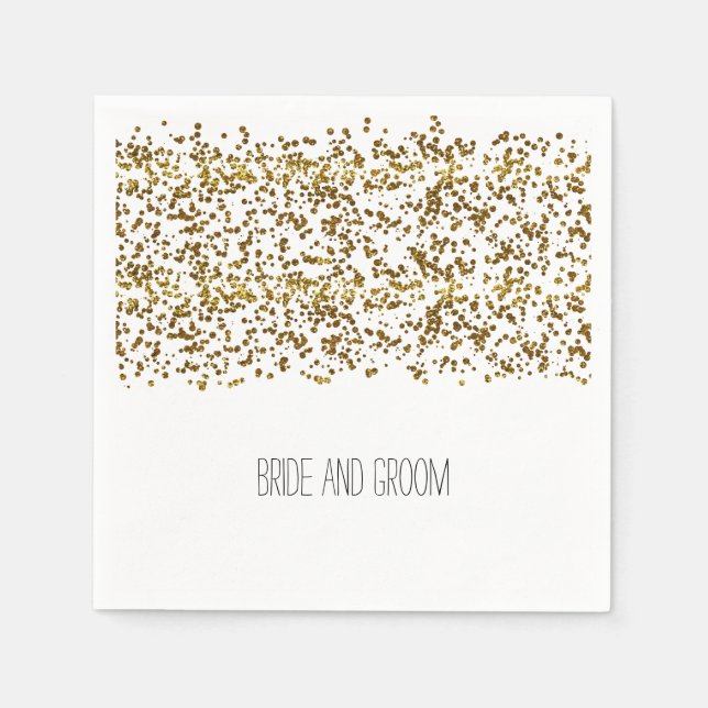 Gold Bling Glitzer Confetti Serviette (Vorderseite)