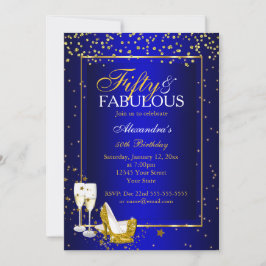 Gold Blue 50 Fantastisches Champagner-Party Einladung