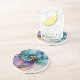 Gold Blue Aqua Lila Blume Brautparty Getränkeuntersetzer