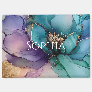 Gold Blue Aqua Lila Blume Brautparty Magnet