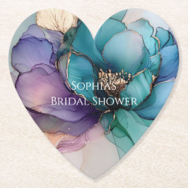 Gold Blue Aqua Lila Blume Brautparty Untersetzer