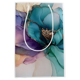 Gold Blue Aqua Lila Blume Mittlere Geschenktüte