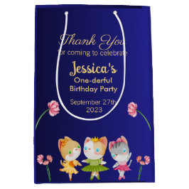 Gold Blue Ballerina Cat Kindergeburtstag Party Mittlere Geschenktüte