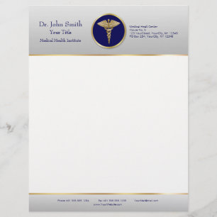Gold Blue Beruflich Medical Caduceus Briefbogen