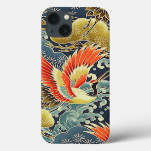 Gold Blue Bird Oriental Kimono Floral Case-Mate iPhone Hülle