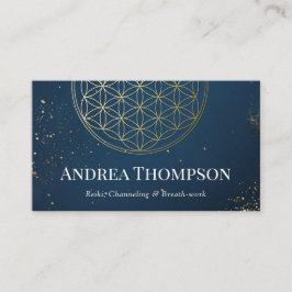 Gold & Blue Blume des Lebens, Reiki, Channeling Visitenkarte