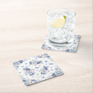 Gold & Blue Butterfys Boy Baby Shower Rechteckiger Pappuntersetzer