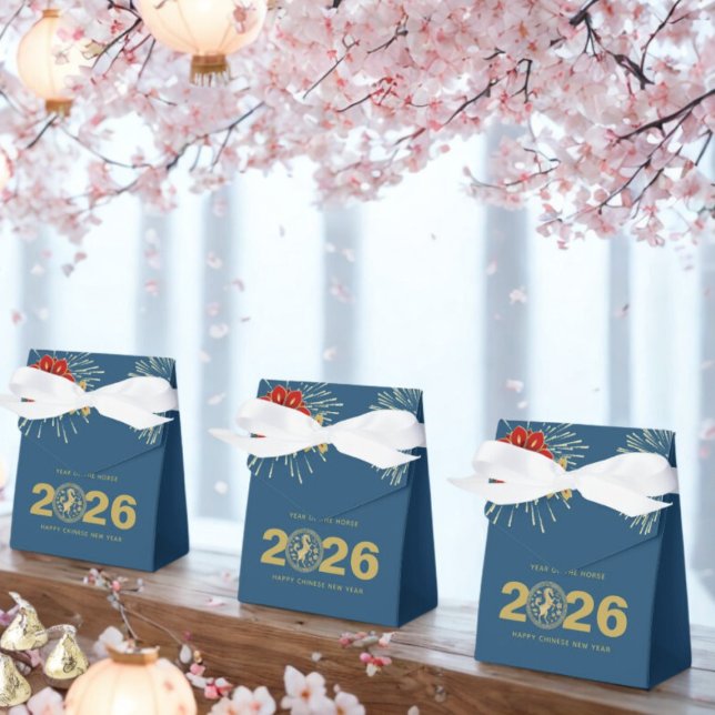 Gold Blue Chinese New Year of the Horse Geschenkschachtel (Von Creator hochgeladen)