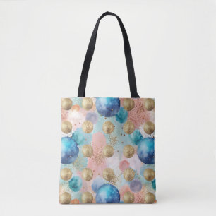 Gold & Blue Circle Muster mit Glitzer Akzenten