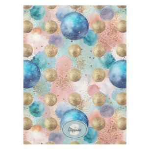 Gold & Blue Circle Muster mit Glitzer Akzenten Tischdecke