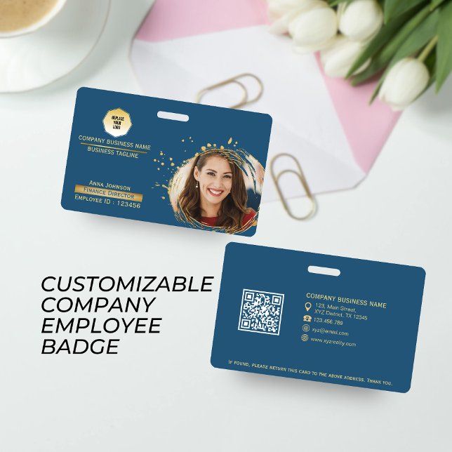 Gold & Blue Company Mitarbeiter QR Code, Foto & Lo Ausweis (Von Creator hochgeladen)